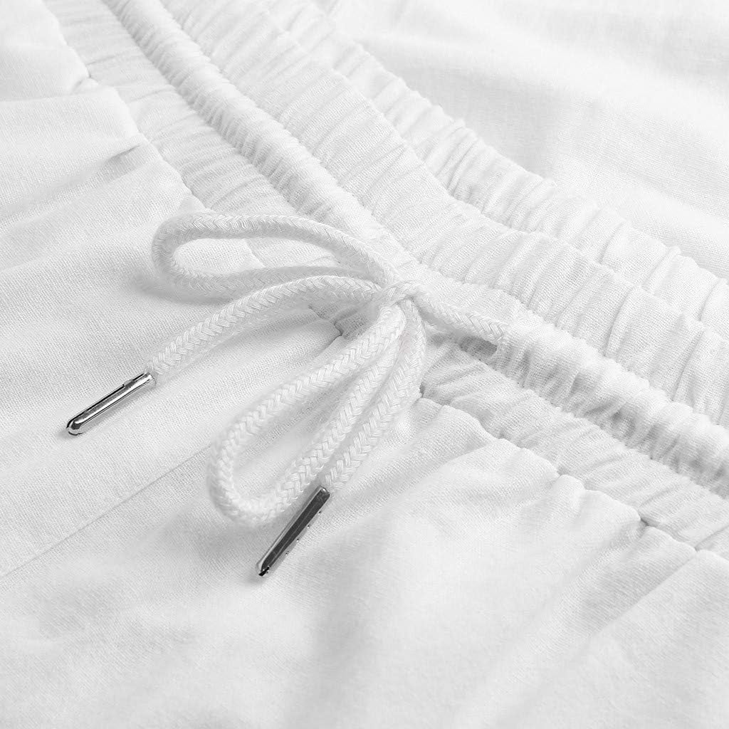 Work Pants for Men, Zipper Pockets Drawstring Tapered Chino Trousers White