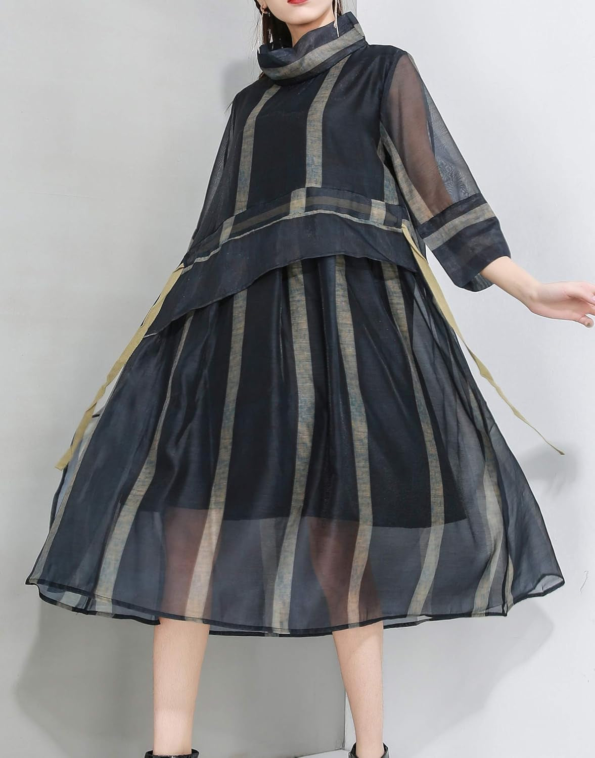 Women'S Summer Half Sleeve Tulle Dress Casual Loose Fit Organza Funky Dress GY2280