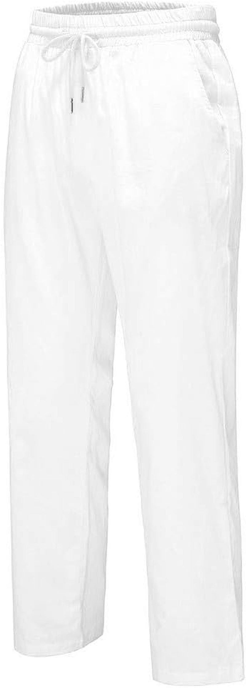 Work Pants for Men, Zipper Pockets Drawstring Tapered Chino Trousers White