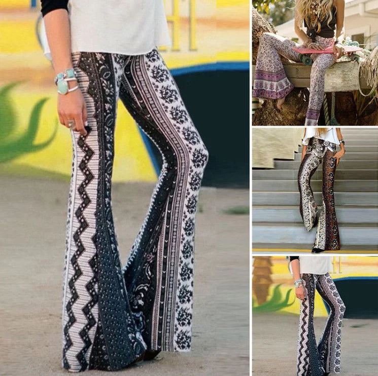 Bohemian Print Bell Bottom Pants