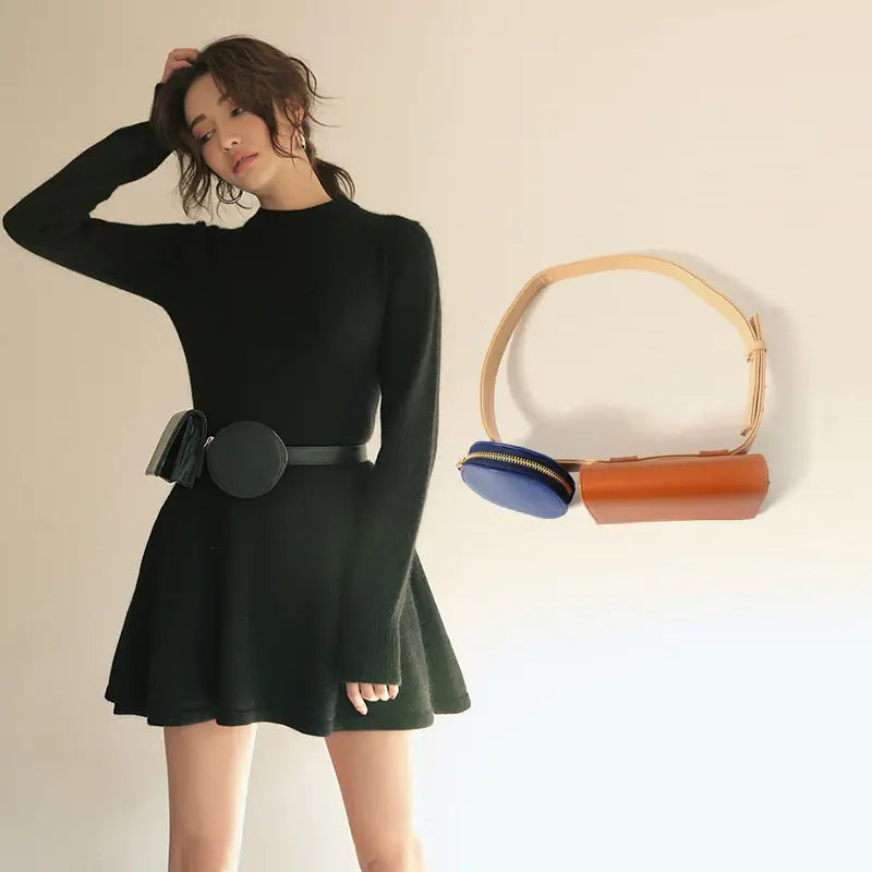 Fashionable Color-Block Geometric Wallet and Fanny Pack
